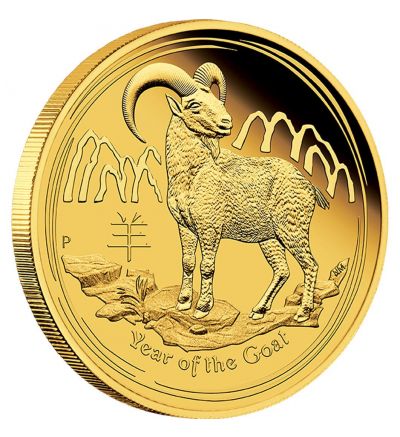 Zlatá mince 1/4 oz (trojské unce) ROK KOZY Austrálie 2015