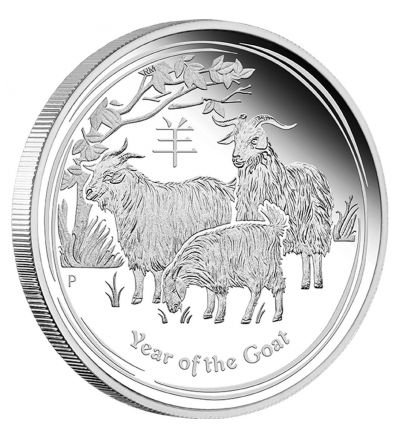 Stříbrná mince 2 oz (trojské unce) ROK KOZY Austrálie 2015