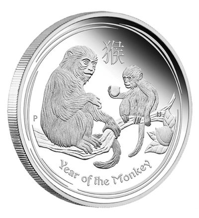 Stříbrná mince 5 oz (trojských uncí) ROK OPICE Austrálie 2016