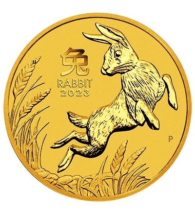 Zlatá mince 1/10 oz (trojské unce) ROK ZAJÍCE Austrálie 2023