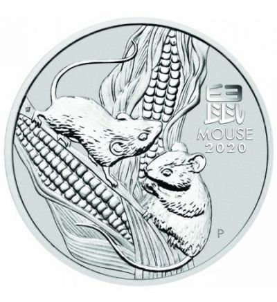 Stříbrná mince 5 oz (trojských uncí) ROK MYŠI Austrálie 2020