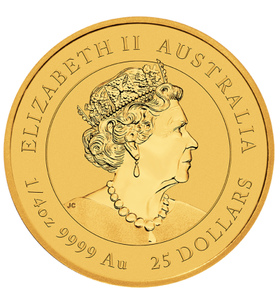 Zlatá mince 1/4 oz (trojské unce) ROK TYGRA Austrálie 2022