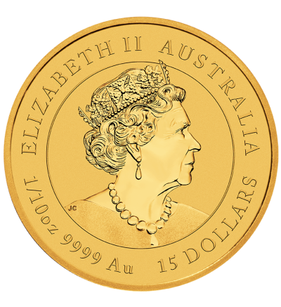 Zlatá mince 1/10 oz (trojské unce) ROK TYGRA Austrálie 2022
