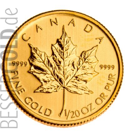 Zlatá mince 1/20 oz (trojské unce) MAPLE LEAF Kanada