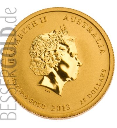 Zlatá mince 1/4 oz (trojské unce) ROK HADA Austrálie 2013