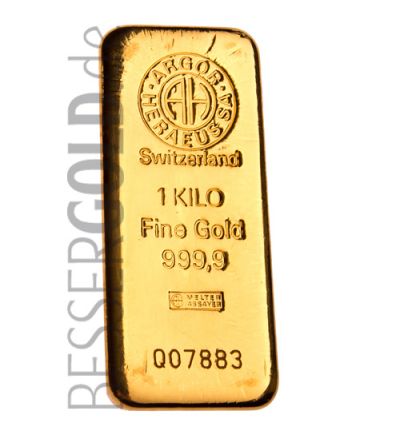 Zlatý slitek 1000g ARGOR-HERAEUS (Švýcarsko)