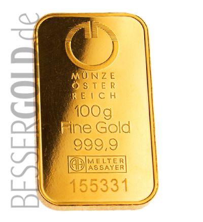 Zlatý slitek 100g MÜNZE ÖSTERREICH (Rakousko)