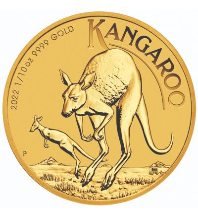 Zlatá mince 1/10 oz (trojské unce) KANGAROO Austrálie 2022