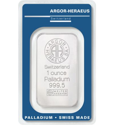 Palladium bar 1 ounce HERAEUS / UMICORE / ARGOR-HERAEUS / DEGUSSA / VALCAMBI 