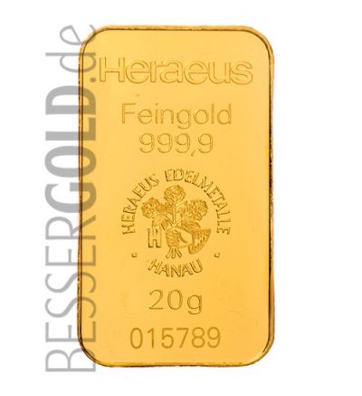 Gold bar Heraeus 20 g
