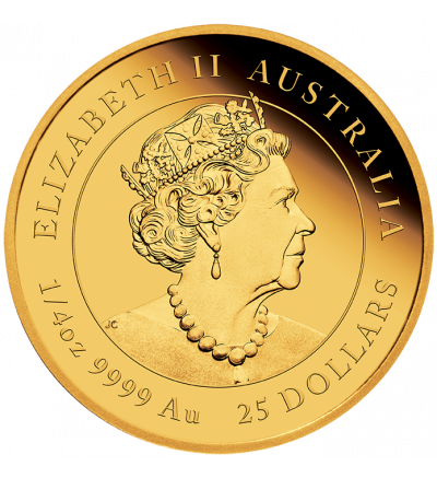Zlatá mince 1/4 oz (trojské unce) ROK TYGRA Austrálie 2022
