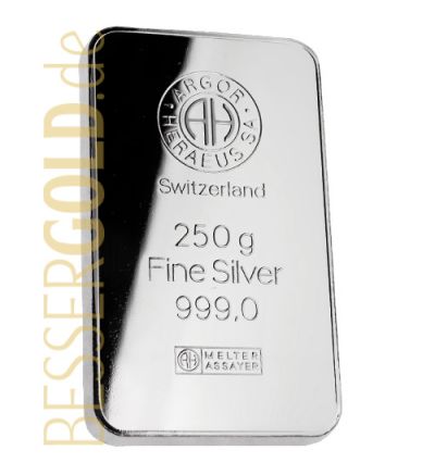 Stříbrný slitek 250g ARGOR-HERAEUS/UMICORE/HERAEUS (Švýcarsko/Belgie/Německo)