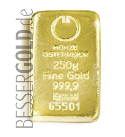 Gold bar Münze Österreich 250 g