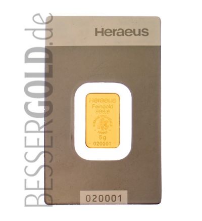 Gold bar Heraeus 5 g
