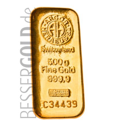 Gold bar 500g ARGOR-HERAEUS / HERAEUS
