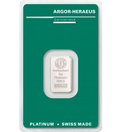 Platinový slitek 5 g ARGOR-HERAEUS/VALCAMBI/HERAEUS/UMICORE (Švýcarsko/Německo/Belgie) 