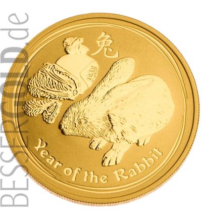 Zlatá mince 1/2 oz (trojské unce) ROK ZAJÍCE Austrálie 2011