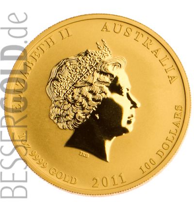 Zlatá mince 1 oz (trojská unce) ROK ZAJÍCE Austrálie 2011