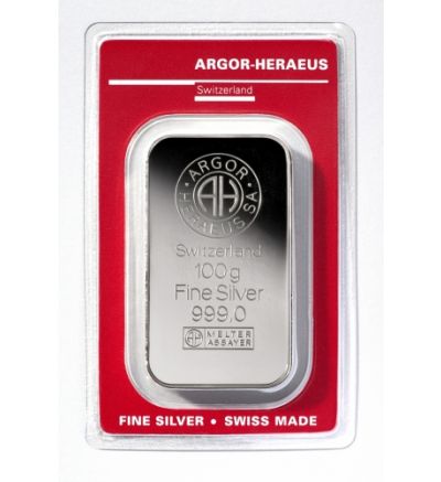 Stříbrný slitek 100g ARGOR-HERAEUS (Švýcarsko)