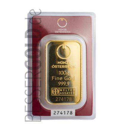 Gold bar Münze Österreich 100 g