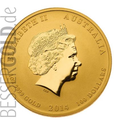 Zlatá mince 1 oz (trojská unce) ROK KONĚ Austrálie 2014