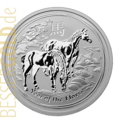 Stříbrná mince 2 oz (trojské unce) ROK KONĚ Austrálie 2014