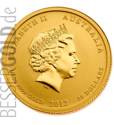 Zlatá mince 1/4 oz (trojské unce) ROK DRAKA Austrálie 2012
