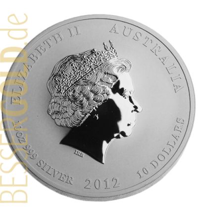 Stříbrná mince 10 oz (trojských uncí) ROK DRAKA Austrálie 2012