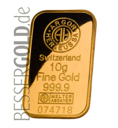 Zlatý slitek 10g ARGOR-HERAEUS (Švýcarsko)