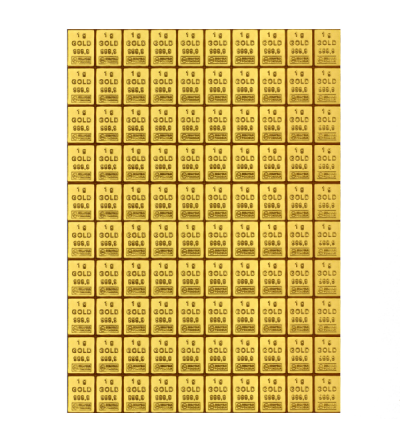 Zlatý slitek 100x1g Combibar VALCAMBI / HERAEUS (Švýcarsko / Německo)