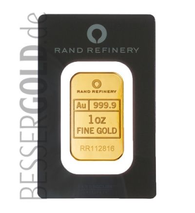 Zlatý slitek 1 oz (trojská unce) RAND REFINERY (Jižní Afrika)