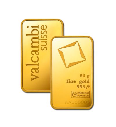 Zlatý slitek 50g VALCAMBI (Švýcarsko)