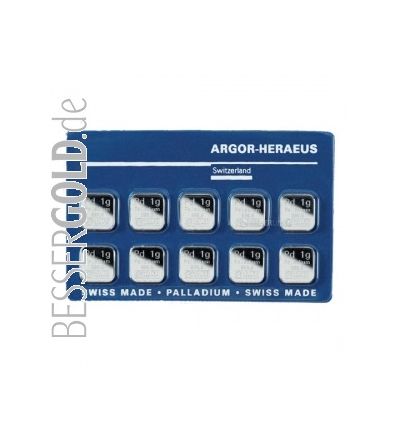 Palladiový slitek 10x1g Multicard ARGOR HERAEUS (Švýcarsko)
