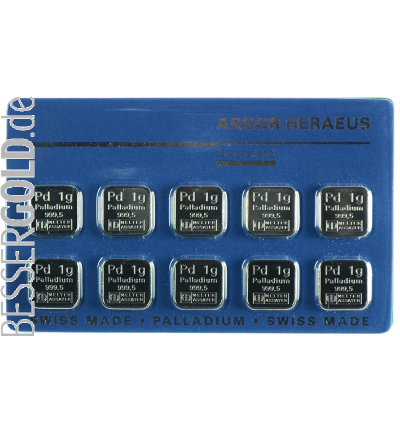 Palladiový slitek 10x1g Multicard ARGOR HERAEUS (Švýcarsko)