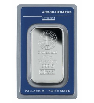 Palladiový slitek 100g HERAEUS / ARGOR-HERAEUS / UMICORE / DEGUSSA