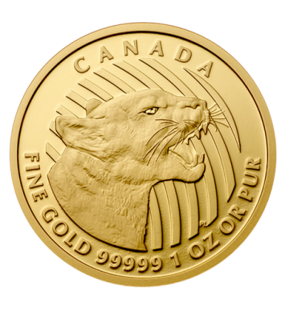 Zlatá mince 1 oz (trojská unce) GROWLING COUGAR Kanada 2015