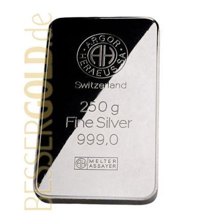Stříbrný slitek 250g ARGOR-HERAEUS/UMICORE/HERAEUS (Švýcarsko/Belgie/Německo)