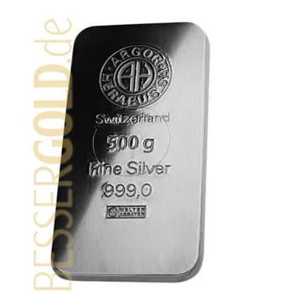 Silver bar 500g HERAEUS / ARGOR-HERAEUS / VALCAMBI / UMICORE