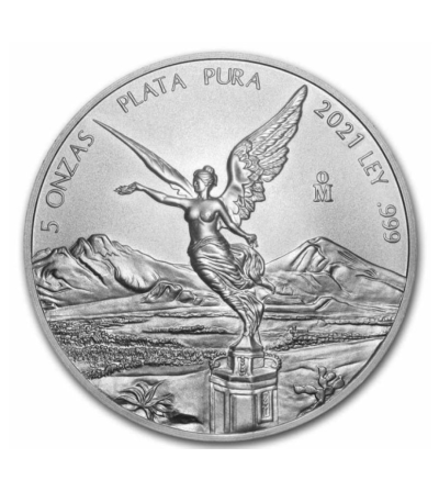 Stříbrná mince 5 oz (trojských uncí) Libertad 2010 Mexico