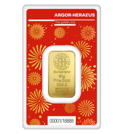 Zlatý slitek 10g Argor-Heraeus Rok draka 2024 (Švýcarsko)