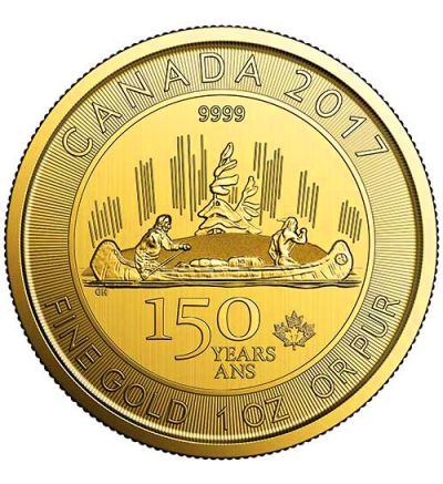 Zlatá mince 1 oz (trojská unce) VOYAGEUR 150 let Kanada 2017