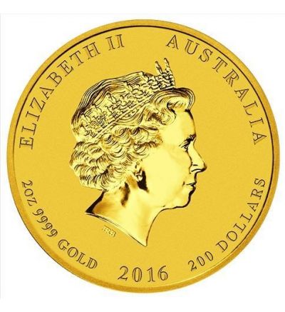 Zlatá mince 2 oz (trojské unce) ROK OPICE Austrálie 2016