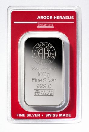 Stříbrný slitek 100g ARGOR-HERAEUS (Švýcarsko)