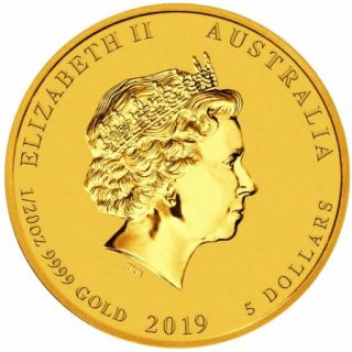 Zlatá mince 1/20 oz (trojské unce) ROK VEPŘE Austrálie 2019