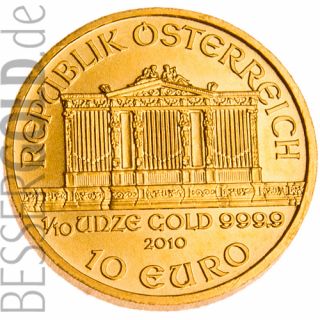Zlatá mince 1/10 oz (trojské unce) WIENER PHILHARMONIKER Rakousko