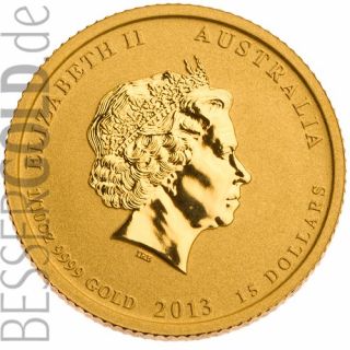 Zlatá mince 1/10 oz (trojské unce) ROK HADA Austrálie 2013