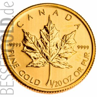 Zlatá mince 1/20 oz (trojské unce) MAPLE LEAF Kanada