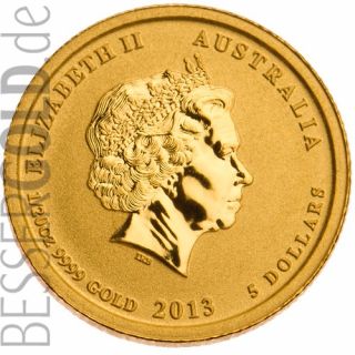 Zlatá mince 1/20 oz (trojské unce) ROK HADA Austrálie 2013