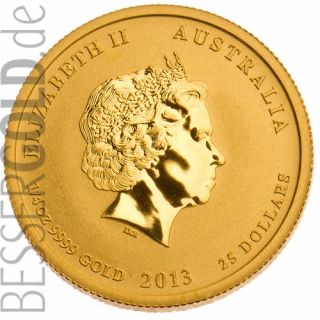 Zlatá mince 1/4 oz (trojské unce) ROK HADA Austrálie 2013