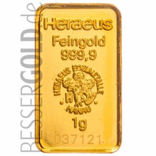 Gold bar Heraeus 1 g